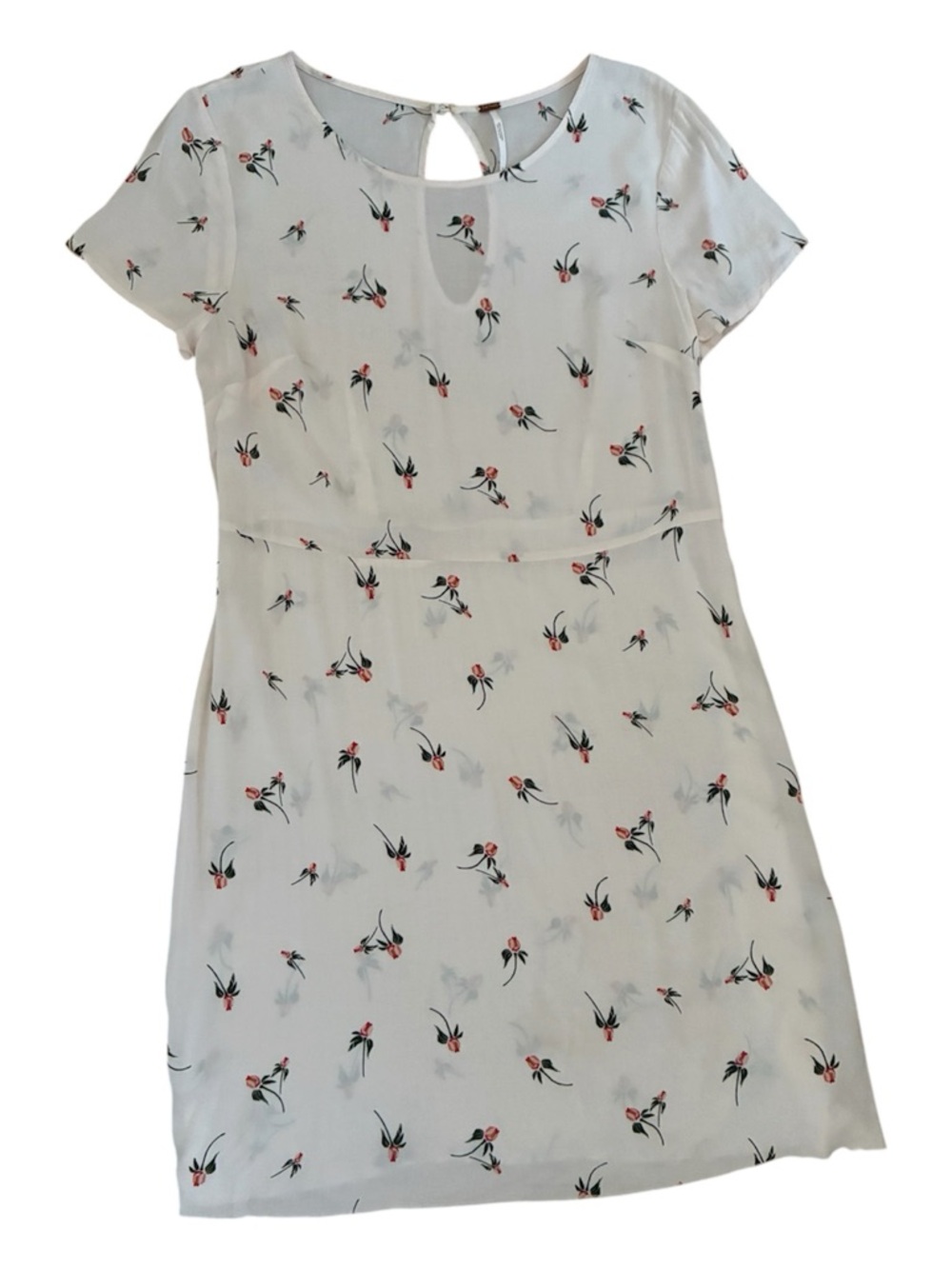 Free People Margot Mini Dress Ivory Red Floral Rosebud 90s Cottagecore Romantic